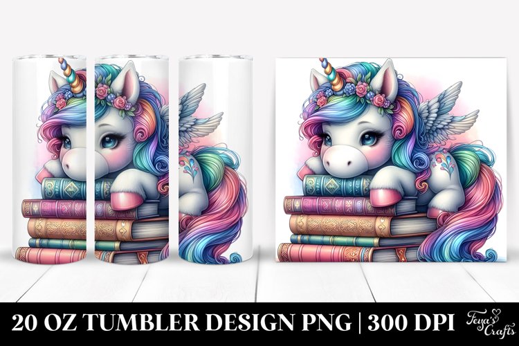 Colorful Baby Unicorn Books. 20 Oz Tumbler Design