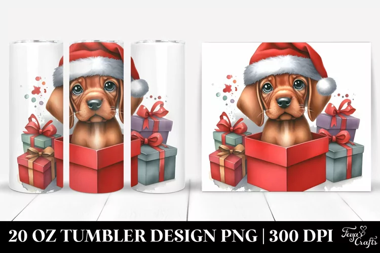 Enthusiastic Baby Vizsla with Christmas Decor