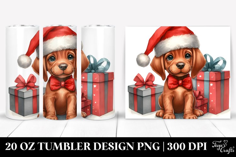 Enthusiastic Baby Vizsla with Christmas Decor