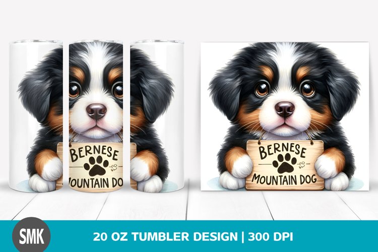 Watercolor Baby Bernese Mountain Dog | 20 oz Tumbler