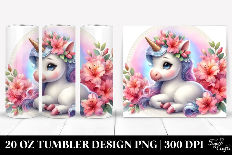 Watercolor Pastel Cute Baby Unicorn Azalea | 20 oz Tumbler