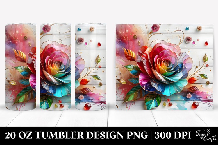 20 Oz Tumbler Sublimation | Rose Floral Swirls