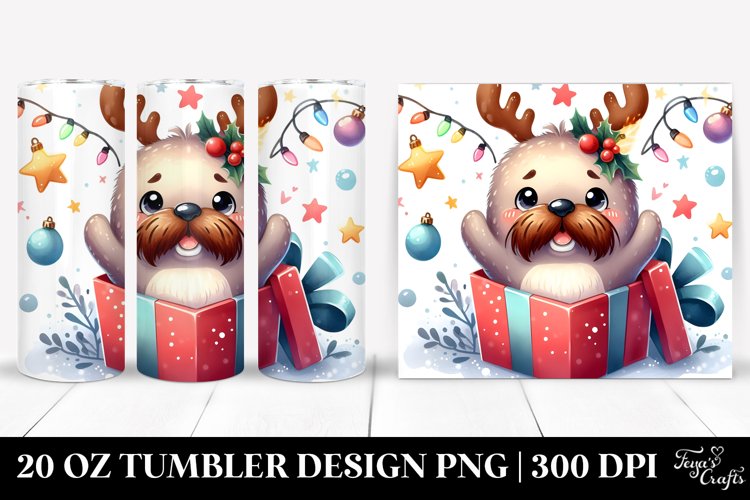 Enthusiastic Walrus with Crazy Haircut Sublimation PNG example image 1
