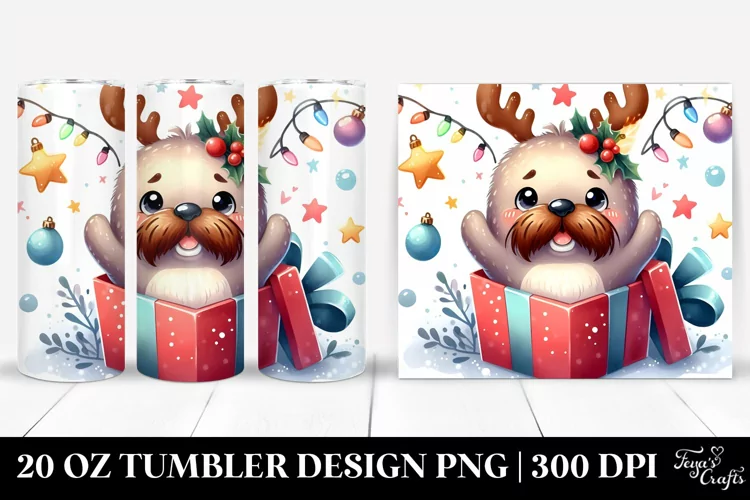 Enthusiastic Walrus with Crazy Haircut Sublimation PNG