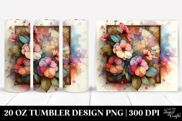 Wooden Impatiens Stained 20 Oz Tumbler
