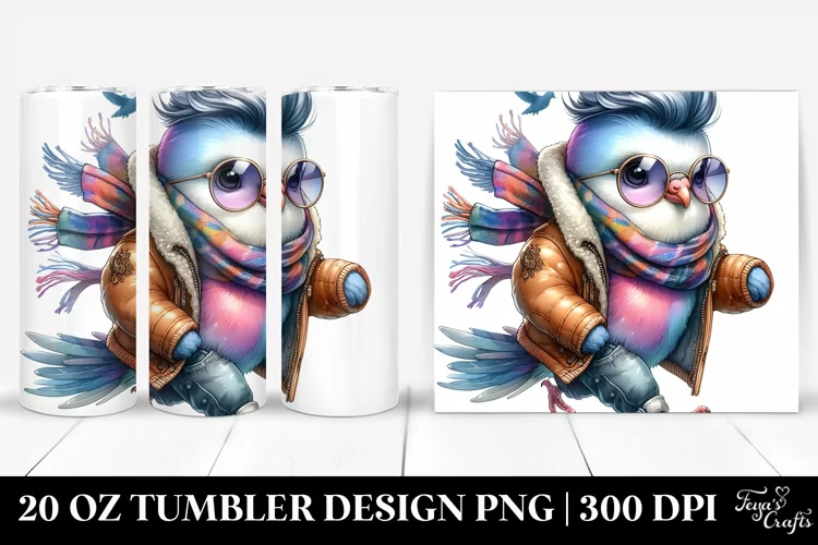 Cute Baby Dove with Vibrant Drawing, 20 Oz Tumbler
