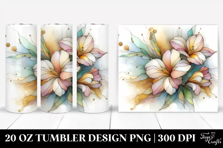 Stained Freesia with Wooden Finish, 20 Oz Tumbler