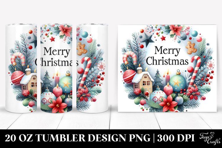 Colorful Christmas Scene Clipart, 20 Oz Tumbler