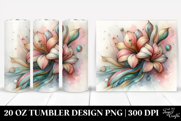 Stained Freesia with Wooden Finish, 20 Oz Tumbler