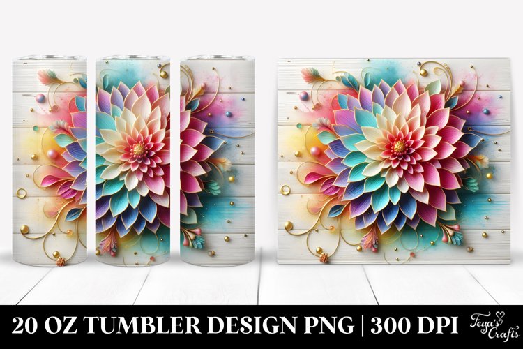 20 Oz Tumbler Sublimation | Colorful -Like Dahlia | White