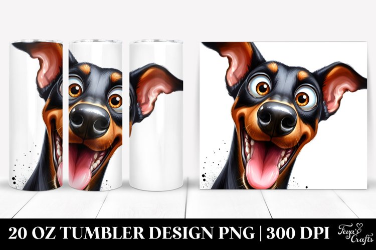 Crazy Watercolor Doberman Pinscher | 20 Oz Tumbler example image 1