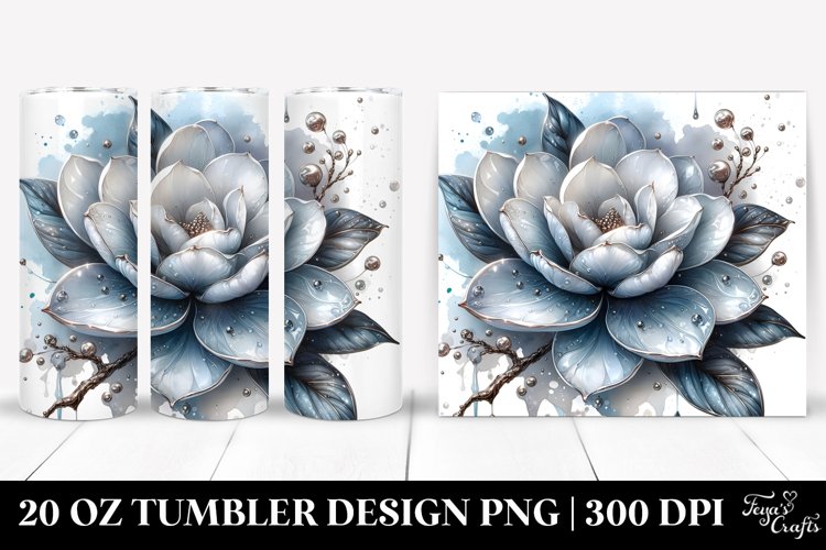 Detailed Gardenia with Metallic Insertions | 20 oz Tumbler example image 1