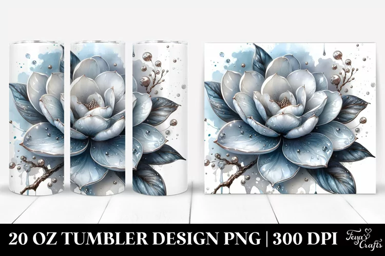 Detailed Gardenia with Metallic Insertions | 20 oz Tumbler