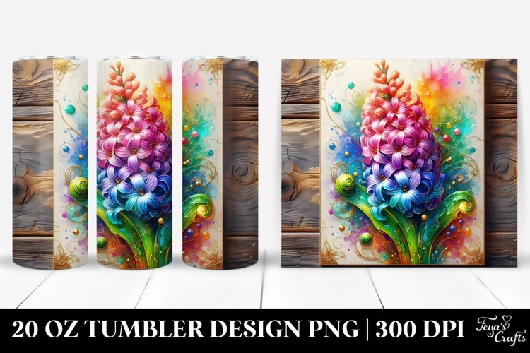Colorful Hyacinth with Floral Swirls | 20 oz Tumbler