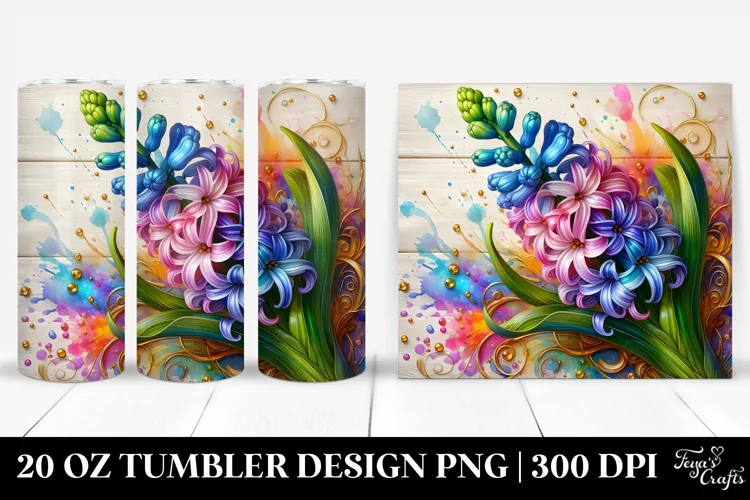 Colorful Hyacinth with Floral Swirls | 20 oz Tumbler