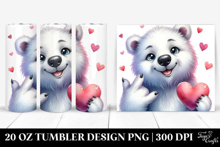 Cute Polar Bear Portrait, 20 Oz Tumbler example image 1