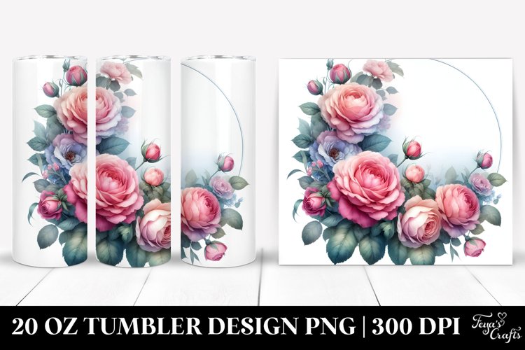 Washed Watercolor Floral Frame | 20 oz Tumbler example image 1