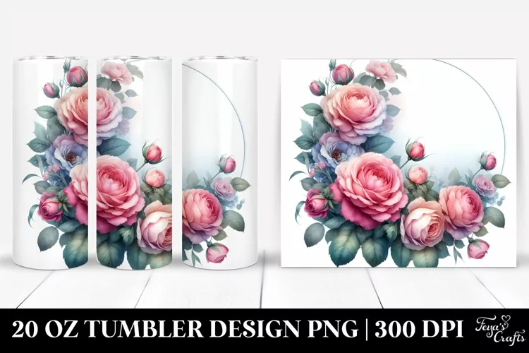 Washed Watercolor Floral Frame | 20 oz Tumbler