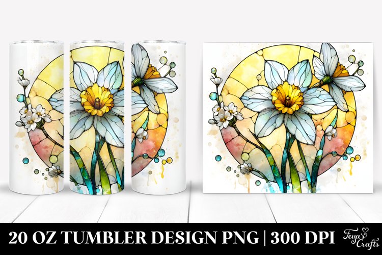 Round Watercolor Splash Floral Tumbler example image 1