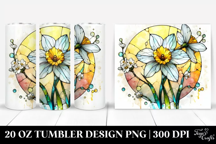 Round Watercolor Splash Floral Tumbler