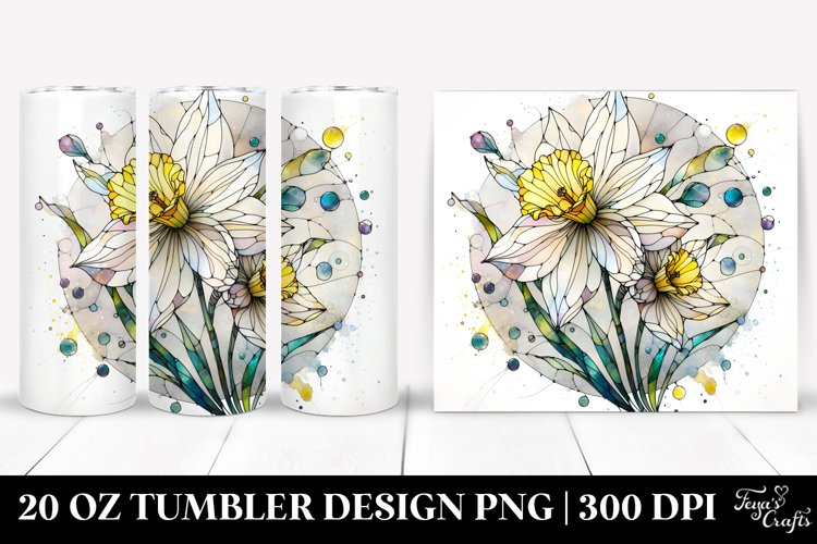 Round Watercolor Splash Floral Tumbler example image 1