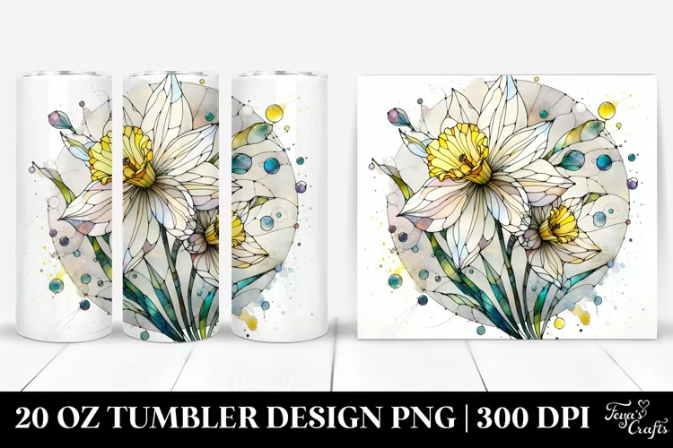 Round Watercolor Splash Floral Tumbler