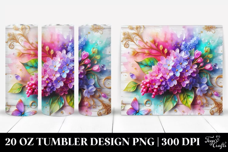 Colorful Lilac with Floral Swirls | 20 oz Tumbler