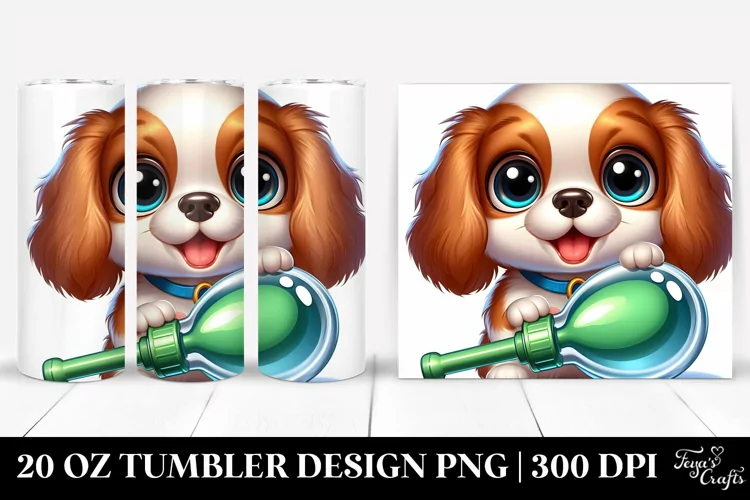 Colorful Cartoon Baby Spaniel Tumbler