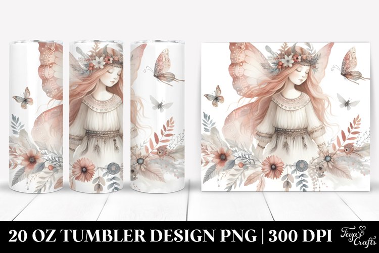 Washed Watercolor Boho Fairy | 20 oz Tumbler/br