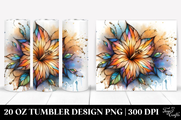 Abstract Morning Glory Stained | 20 Oz Tumbler example image 1