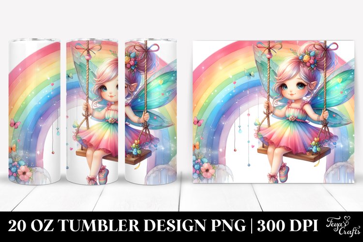 Colorful Swinging Fairy | 20 Oz Tumbler example image 1