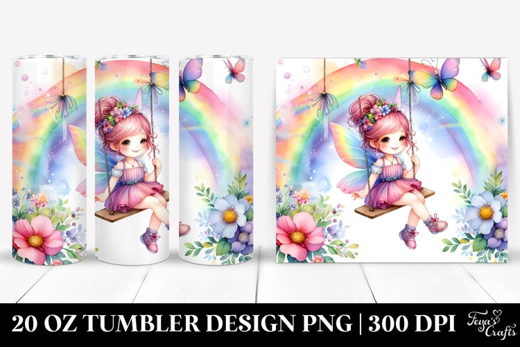 Colorful Swinging Fairy | 20 Oz Tumbler example image 1