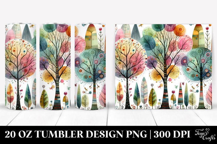 Colorful Trees Watercolor | 20 Oz Tumbler