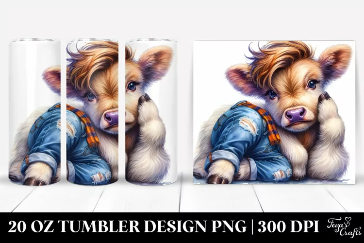 Baby Highland Cow with Cool Haircut 20 Oz Tumbler
