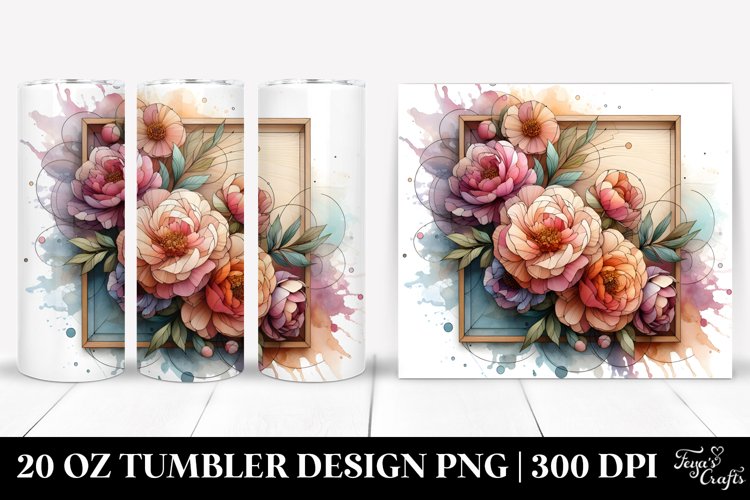 Wooden Peonies Stained 20 Oz Tumbler example image 1