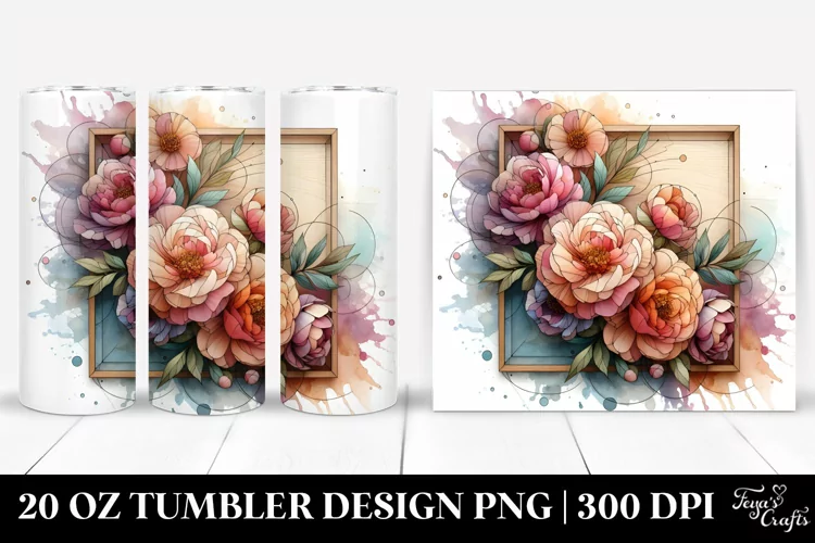 Wooden Peonies Stained 20 Oz Tumbler