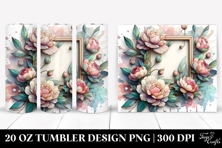 Wooden Peonies Stained 20 Oz Tumbler example image 1