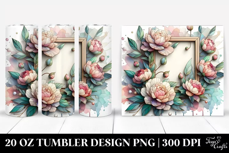 Wooden Peonies Stained 20 Oz Tumbler
