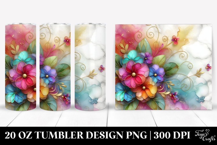 20 Oz Tumbler Sublimation | Colorful Impatiens Watercolor