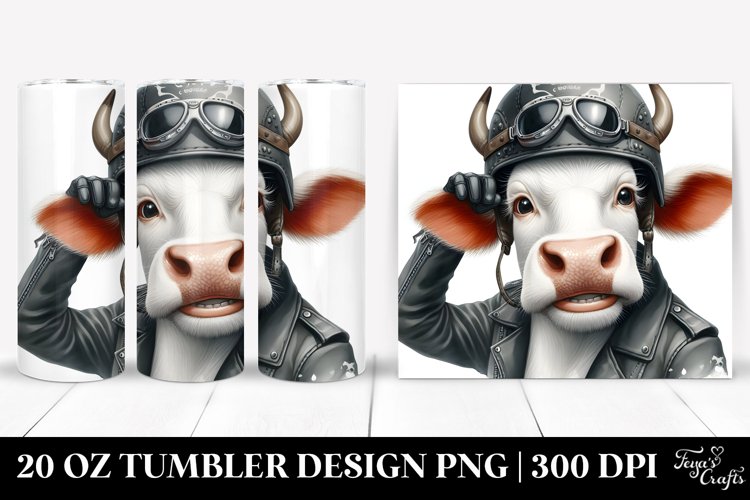White Cow Biker Hat Big Eyes | 20 Oz Tumbler example image 1