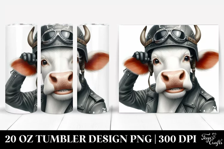 White Cow Biker Hat Big Eyes | 20 Oz Tumbler