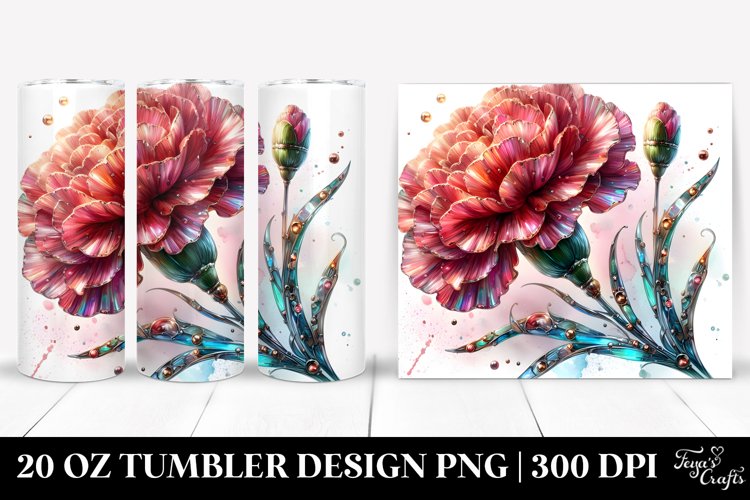 Shiny Carnation with Metallic Insertions | 20 oz Tumbler example image 1