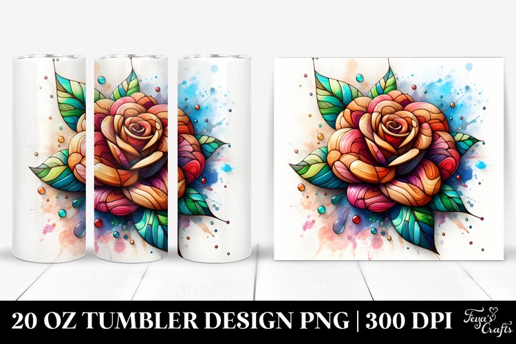 Abstract Stained Camellia Wooden | 20 oz Tumbler example image 1