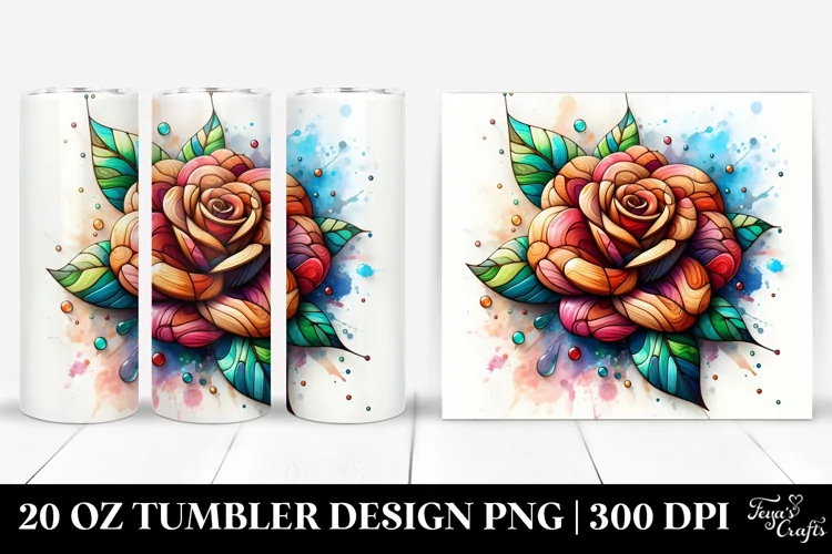 Abstract Stained Camellia Wooden | 20 oz Tumbler