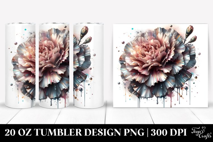 20 Oz Tumbler Sublimation | Watercolor Carnation