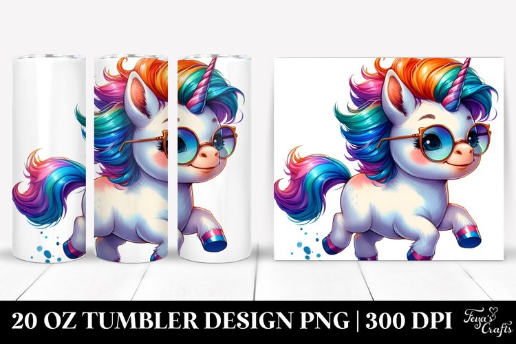 Cute Baby Unicorn Vibrant Drawing 20 oz Tumbler