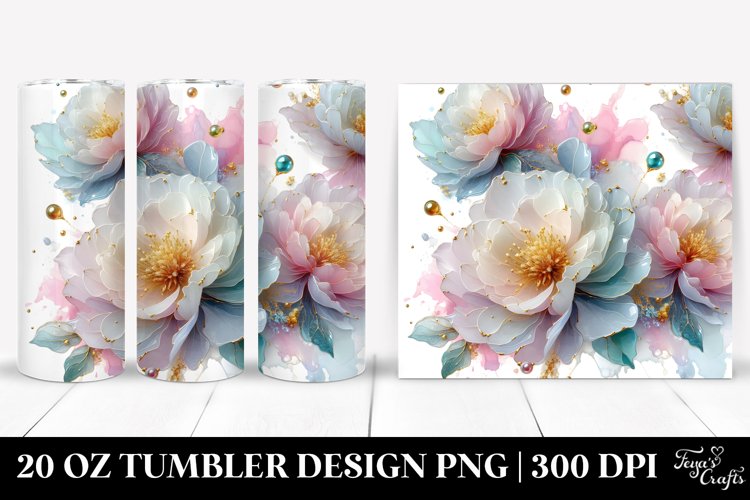 Shiny Peonies 20 Oz Tumbler example image 1