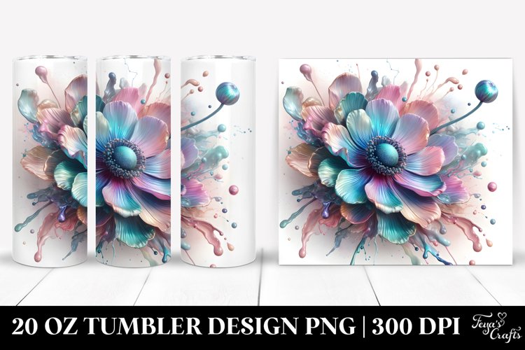 Abstract Pastel Shiny Anemone Watercolor. 20 oz Tumbler