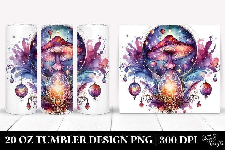 Vibrant Magical Mushroom Clipart, Transparent 20 Oz Tumbler