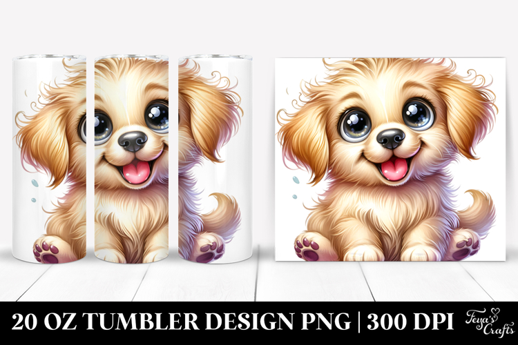 Cute Baby Golden Retriever, Watercolor 20 Oz Tumbler